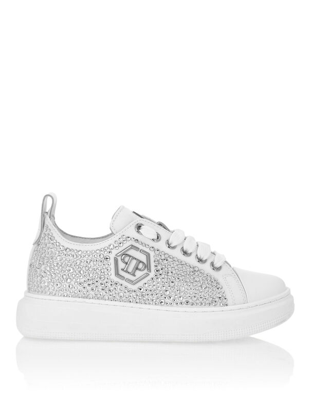 Satin Lo-Top Sneakers Strass Hexagon white/crystal