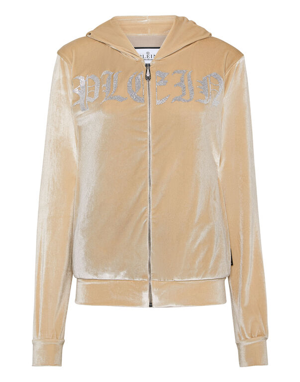 Hoodie Sweatjacket Gothic Plein beige