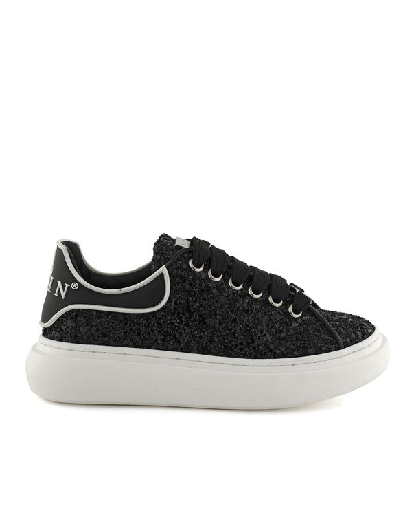Low-Top Sneakers Glitter black / white