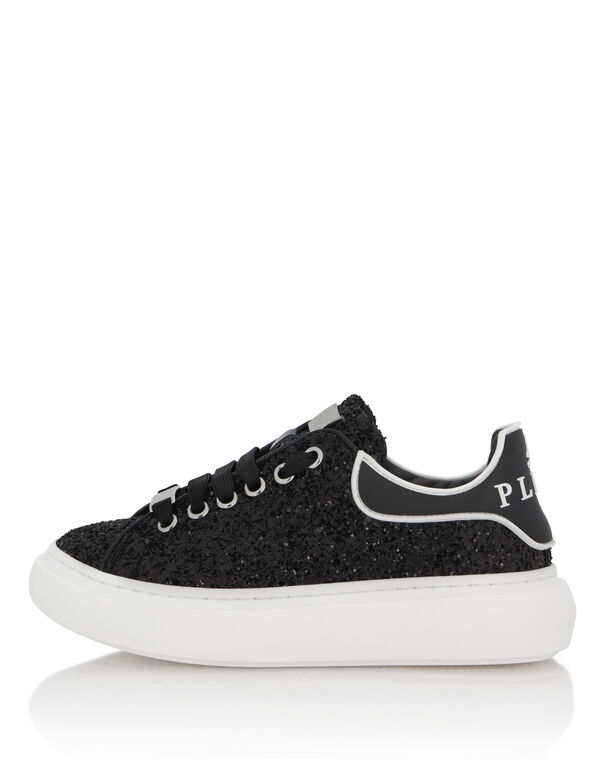 Low-Top Sneakers Glitter black / white
