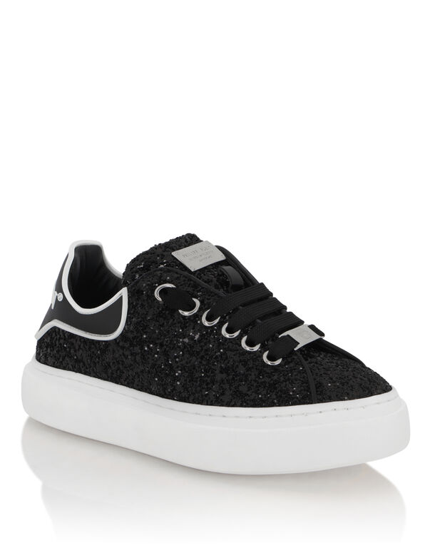 Low-Top Sneakers Glitter black / white