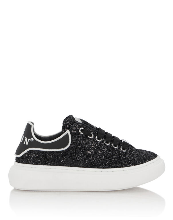 Low-Top Sneakers Glitter black / white