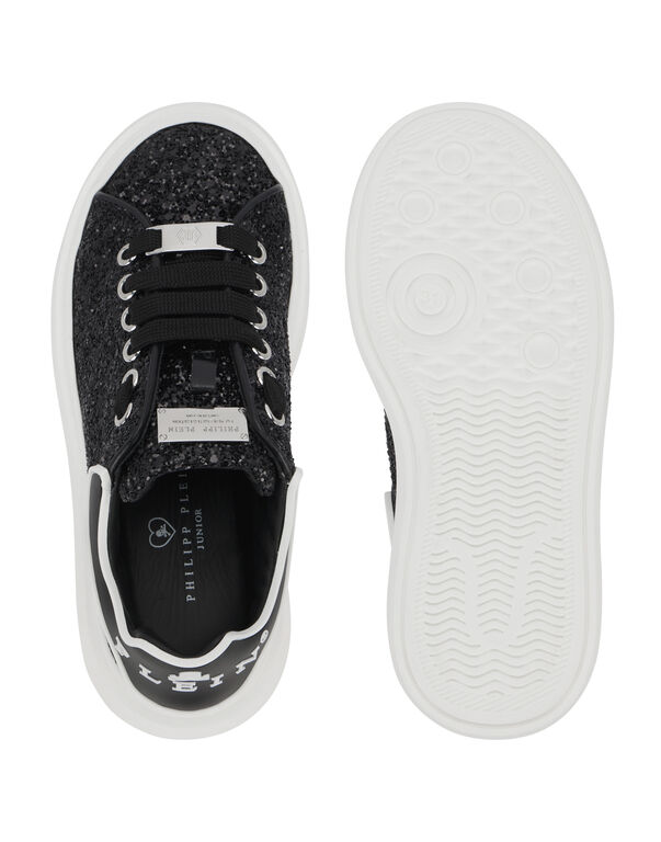 Low-Top Sneakers Glitter black / white