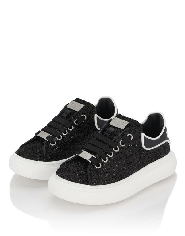 Low-Top Sneakers Glitter black / white