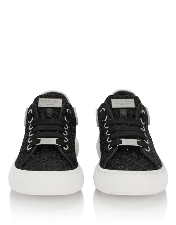 Low-Top Sneakers Glitter black / white