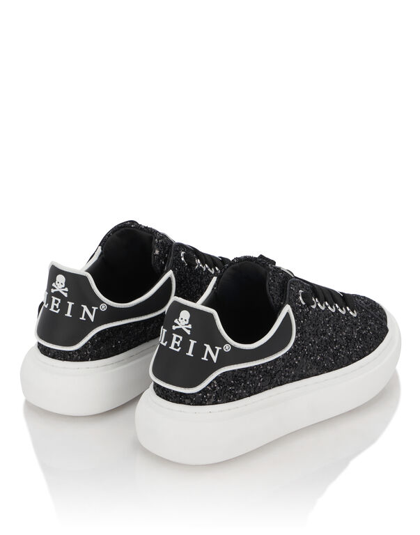 Low-Top Sneakers Glitter black / white