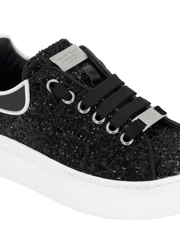 Low-Top Sneakers Glitter black / white