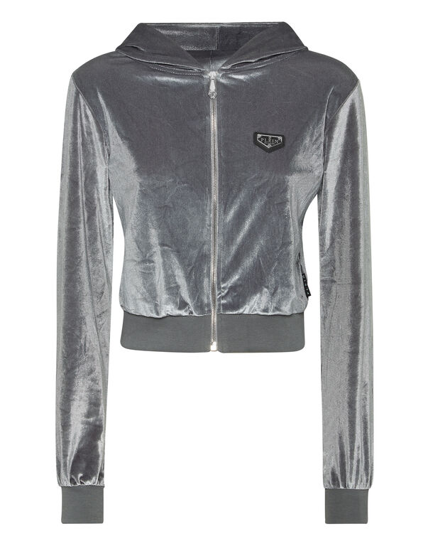 Hoodie Sweatjacket Crystal Signature grey