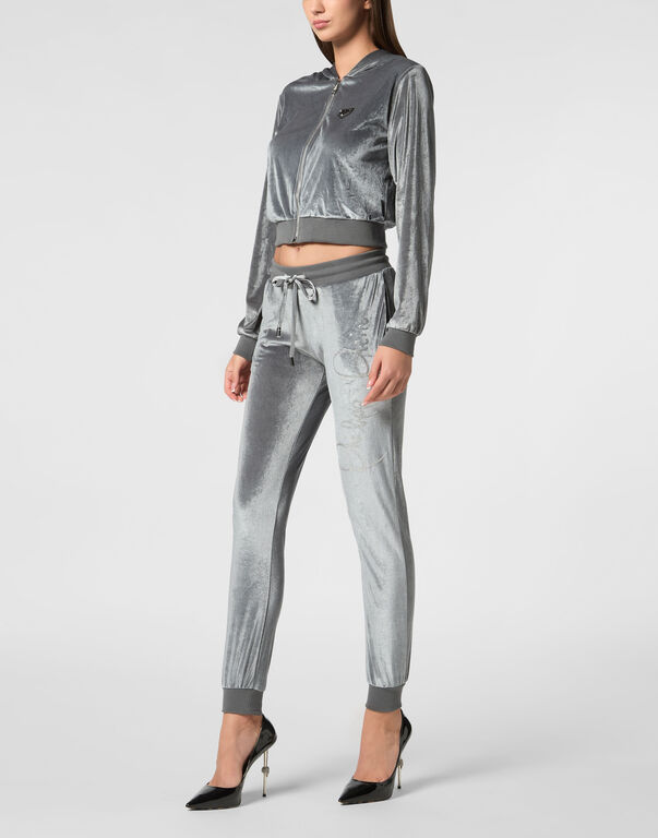 Hoodie Sweatjacket Crystal Signature grey