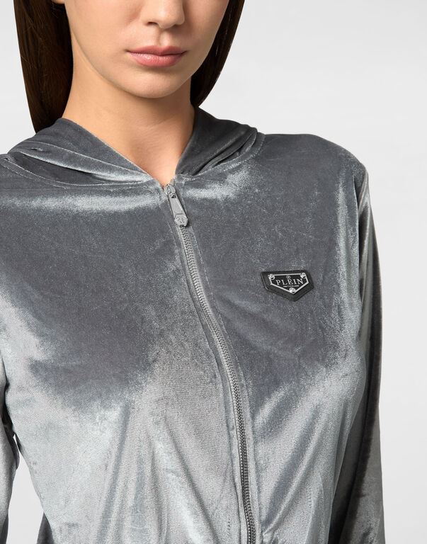 Hoodie Sweatjacket Crystal Signature grey