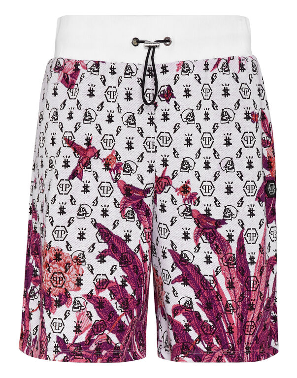 Jogging Shorts Flowers white