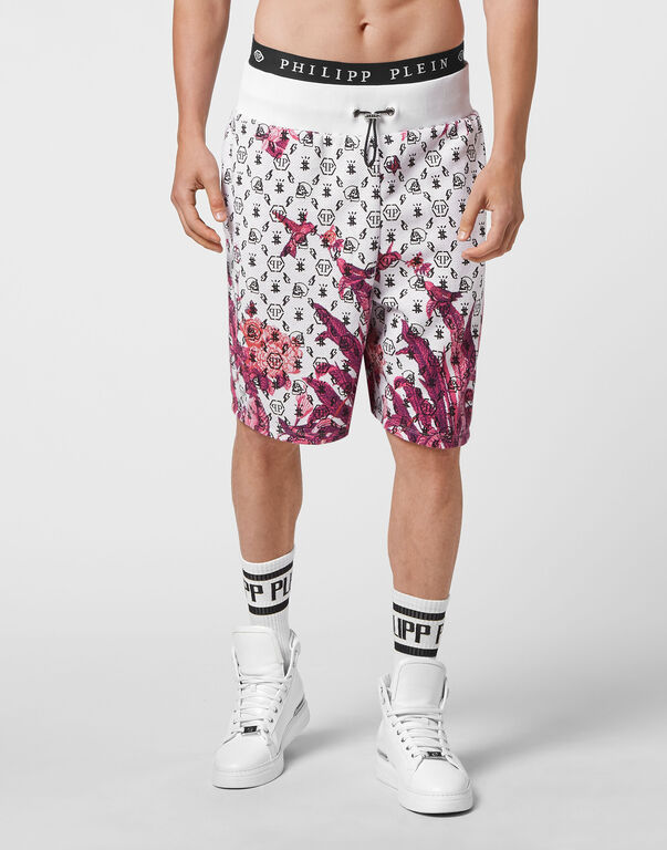 Jogging Shorts Flowers white