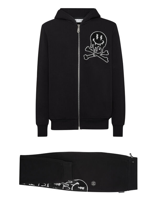 Jogging Set: Hoodie/Trousers Skeleton black / white