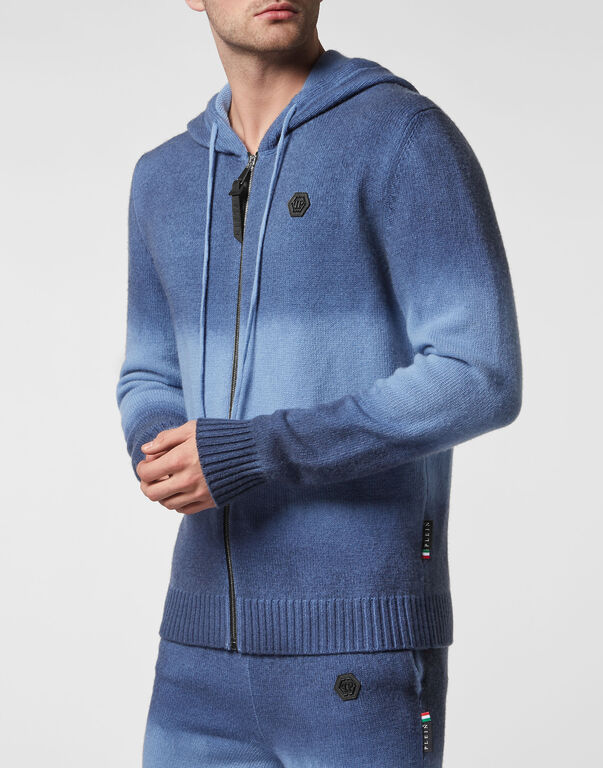 Cash Wool Jogging Knit Suit: Jacket/trousers python insert Skull dark blue