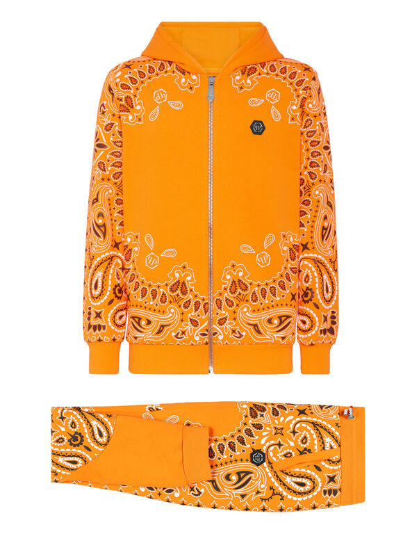 Jogging Tracksuit: Hoodie/Trousers Paisley Bandana orange