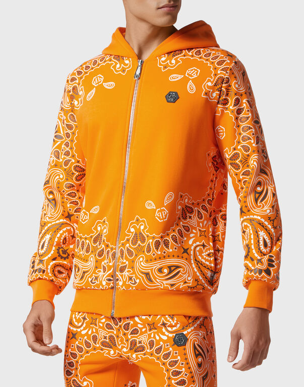 Jogging Tracksuit: Hoodie/Trousers Paisley Bandana orange