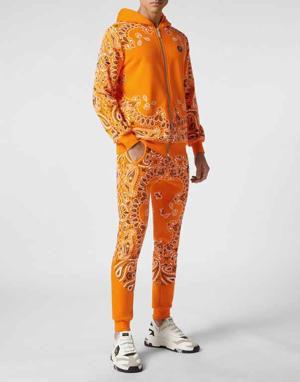 Jogging Tracksuit: Hoodie/Trousers Paisley Bandana orange