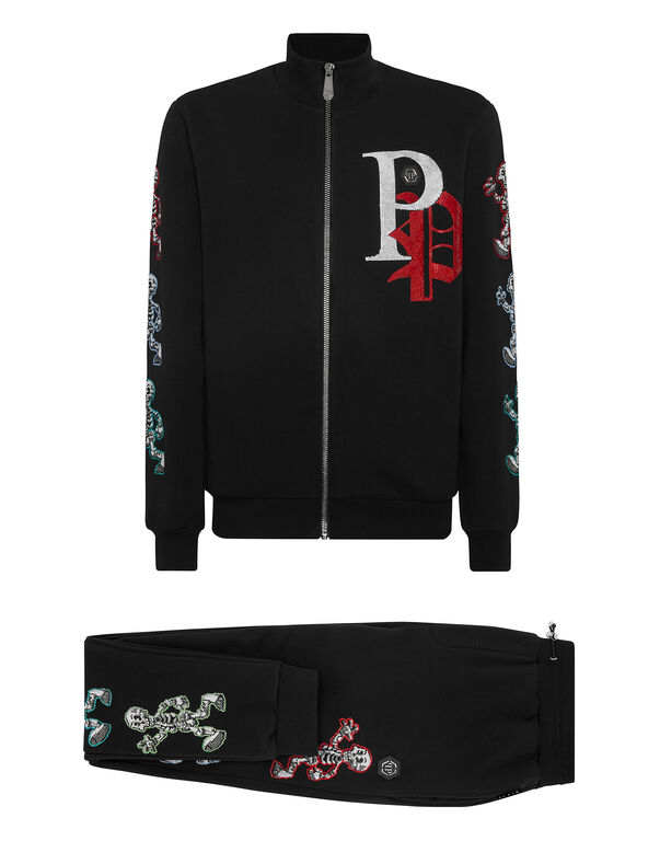 Jogging Set: Hoodie/Trousers Skeleton black
