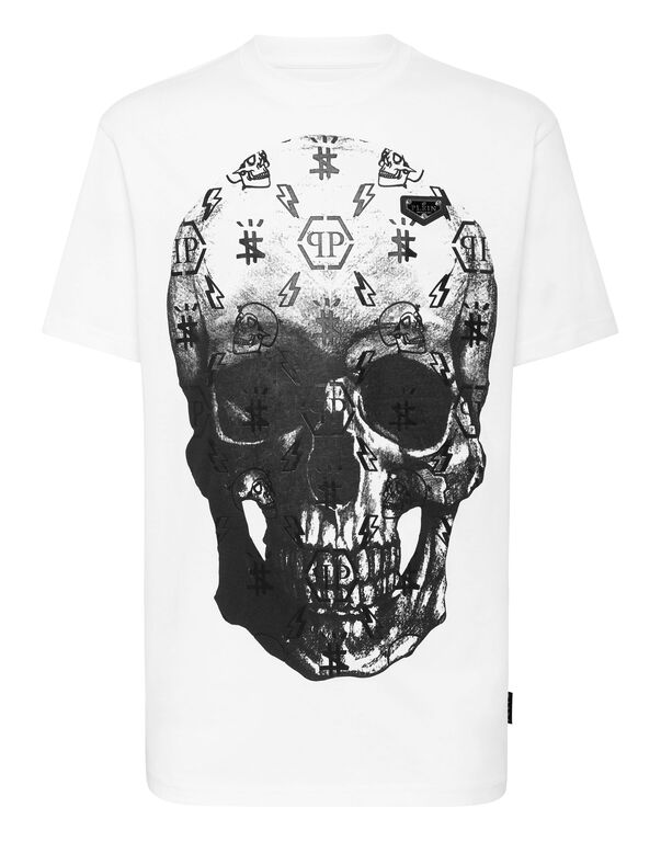 T-shirt Round Neck SS print Skull white / black
