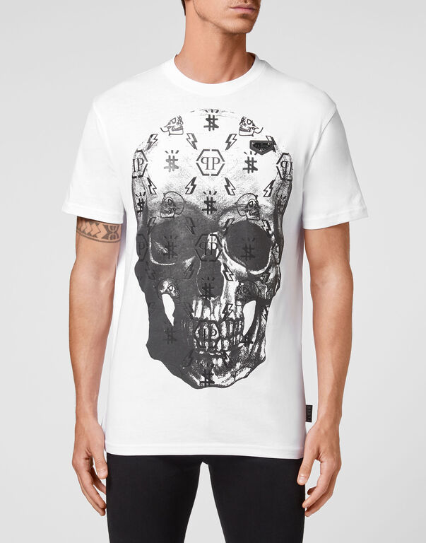 T-shirt Round Neck SS print Skull white / black