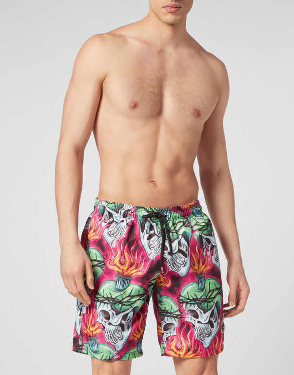 Swim Shorts Love Tattoo black / green