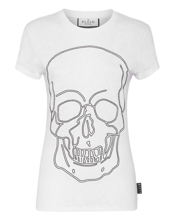 T-shirt Round Neck Sexy Pure Fit Skull white