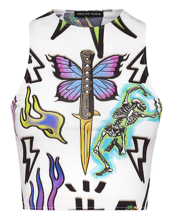 Crop Top Tattoo Monogram white / multicolored