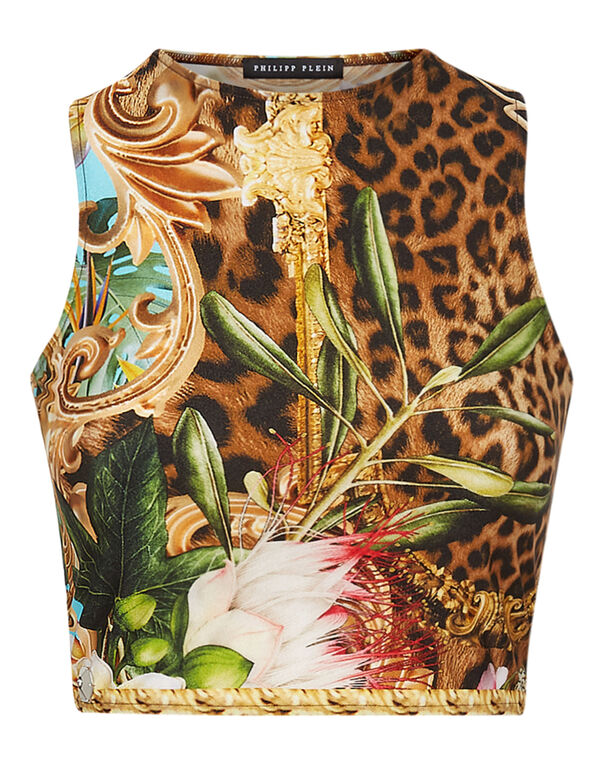 Crop Top Baroque Flowers multicolor