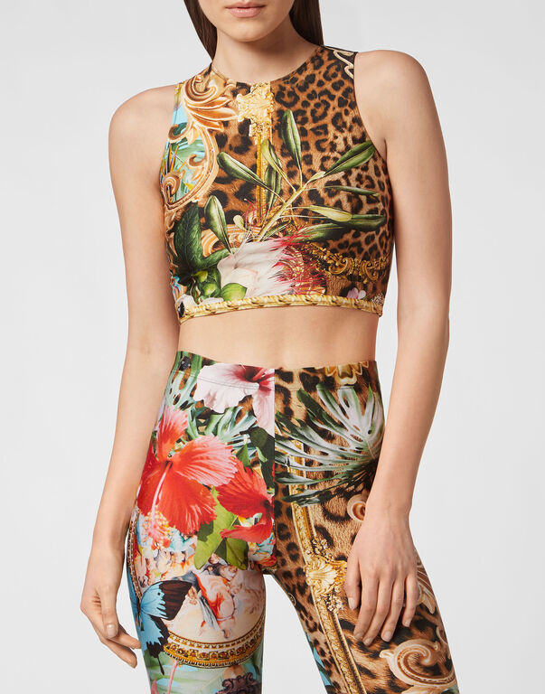 Crop Top Baroque Flowers multicolor