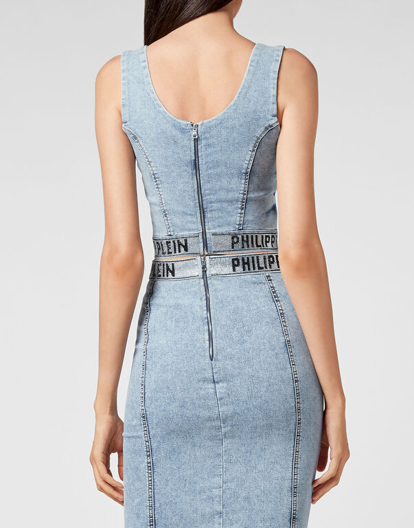 Denim Super Stretch Top Gothic Plein with Crystals Frost Blue 3 Denim Super Stretch Top Gothic Plein with Crystals Frost Blue