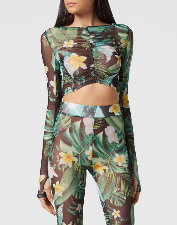 Cropped T-shirt LS Hawaii green