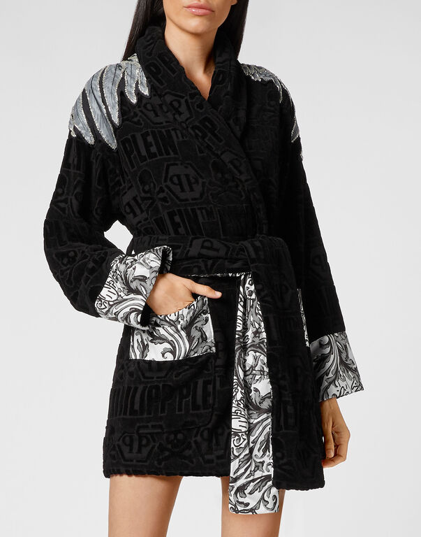 Short Bathrobe Silver Eagle black